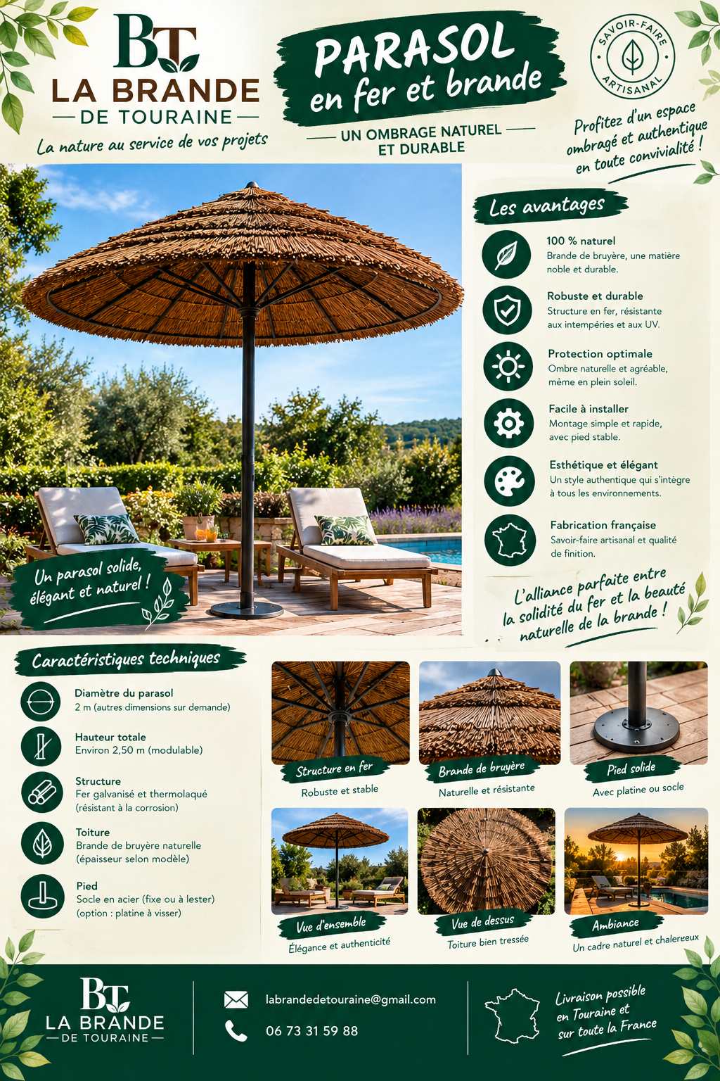 Parasol en fer et brande